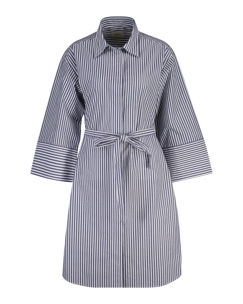 Randig skjortklänning i poplin rich navy 2