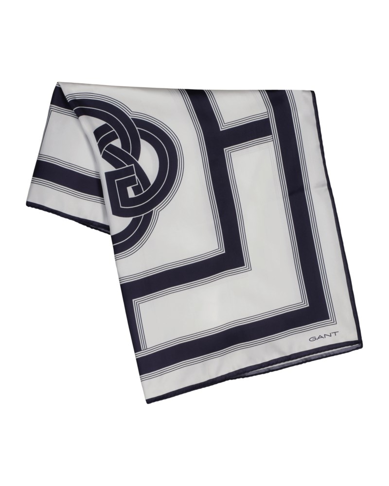 Sidensjal med monogram dark blue 2