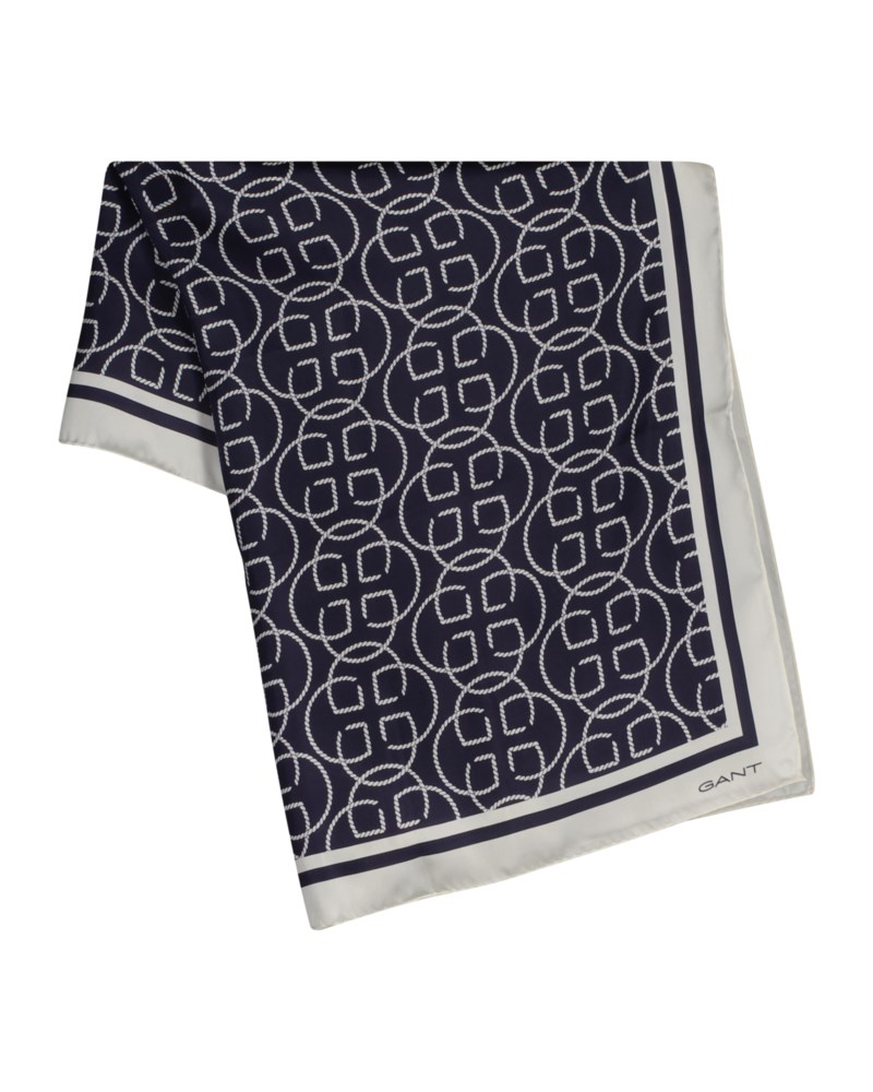 Sidensjal med monogram dark blue 1