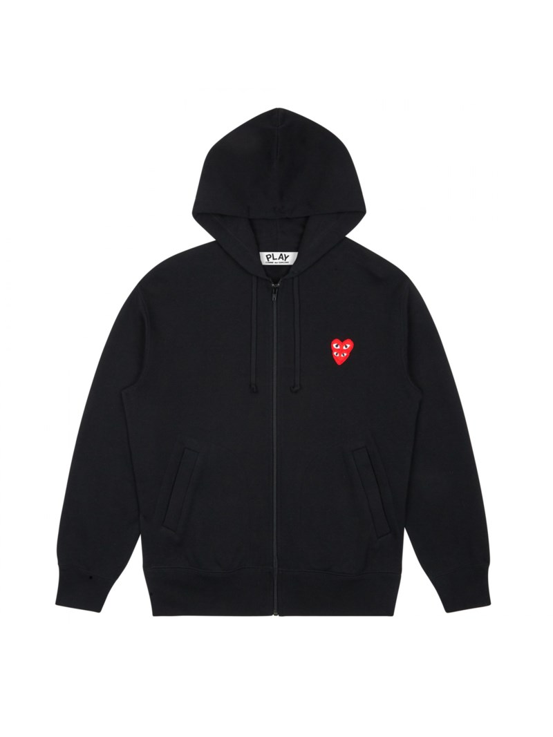 Zipped hooded sweat black/red 1