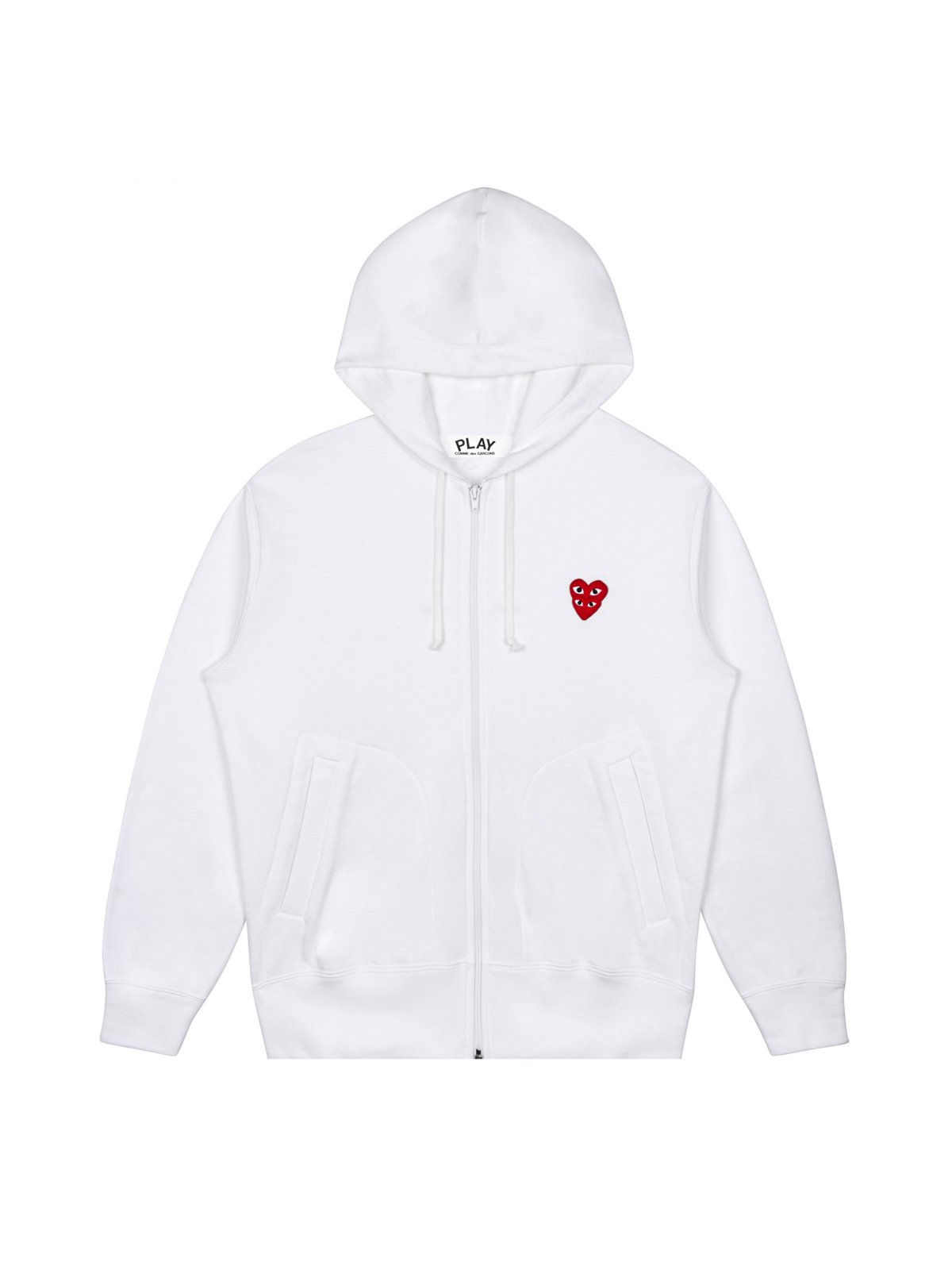 Comme des Gar ons Play Zipped hooded sweat white red NK