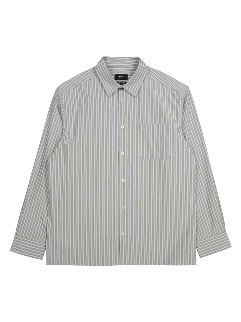 Malo shirt pale gray stripe 1