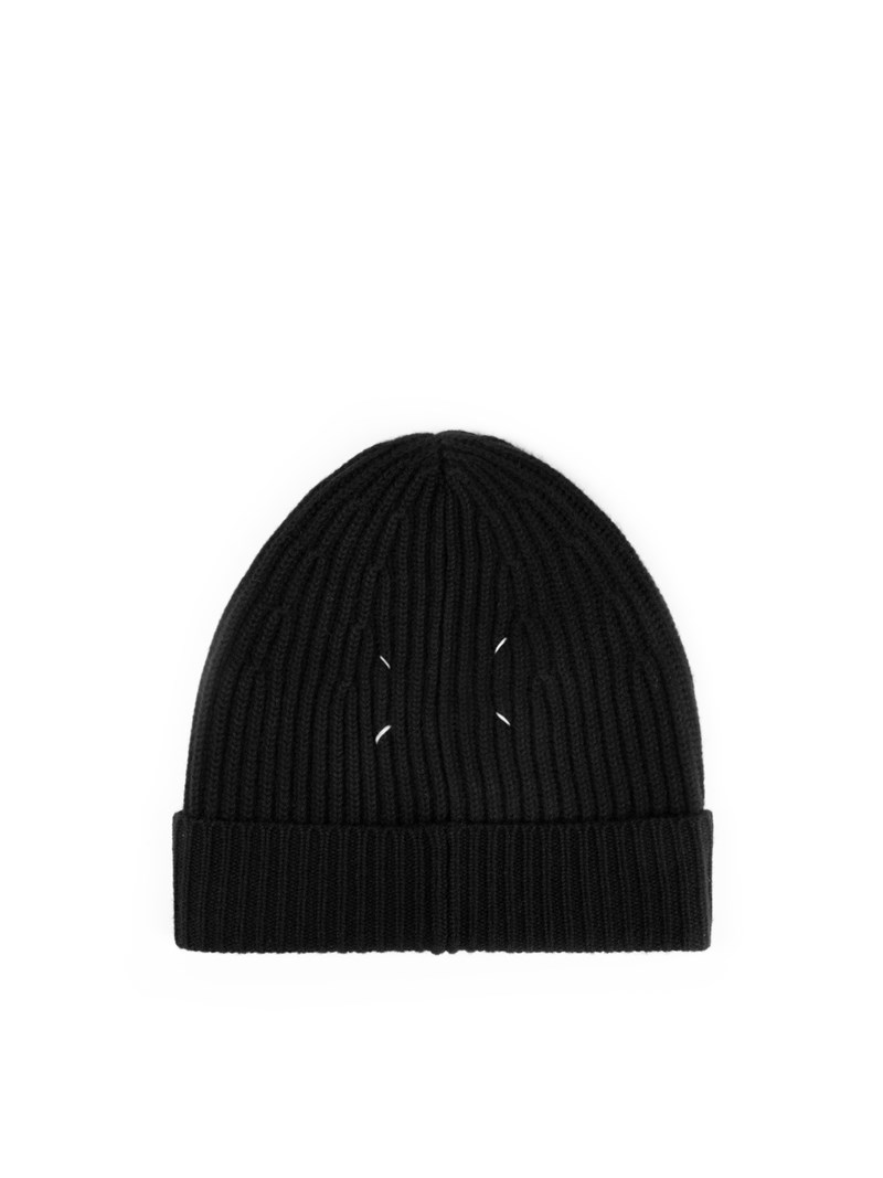 Wool knit beanie blå 1