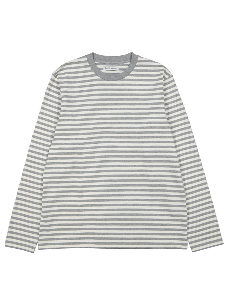 Crew lightweight l/s stripe cream/green 1