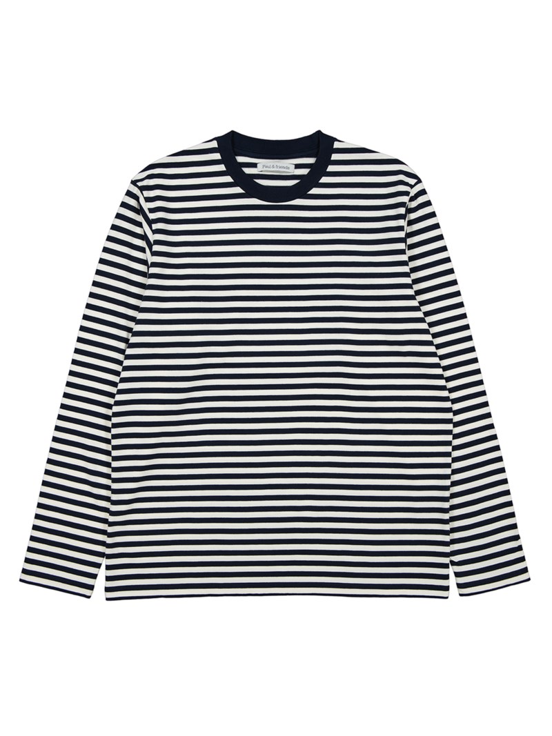 Crew lightweight l/s stripe cream/green 7