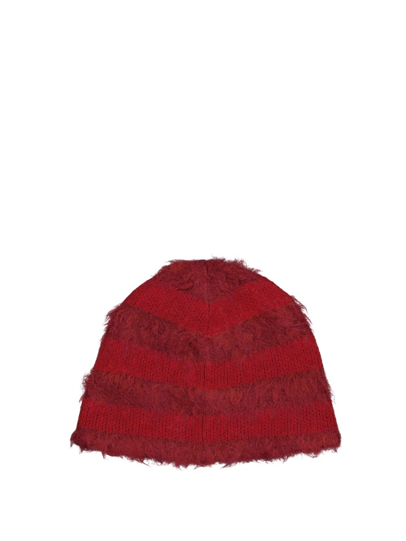 Striped beanie deep red 1