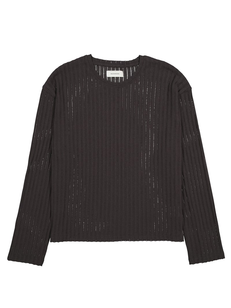 Round neck sweater dkbrownstripe 1