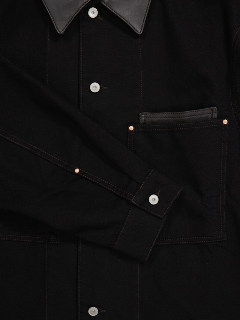 Lemaire Overshirt workwear with leather collar overshirts herr – bild 3