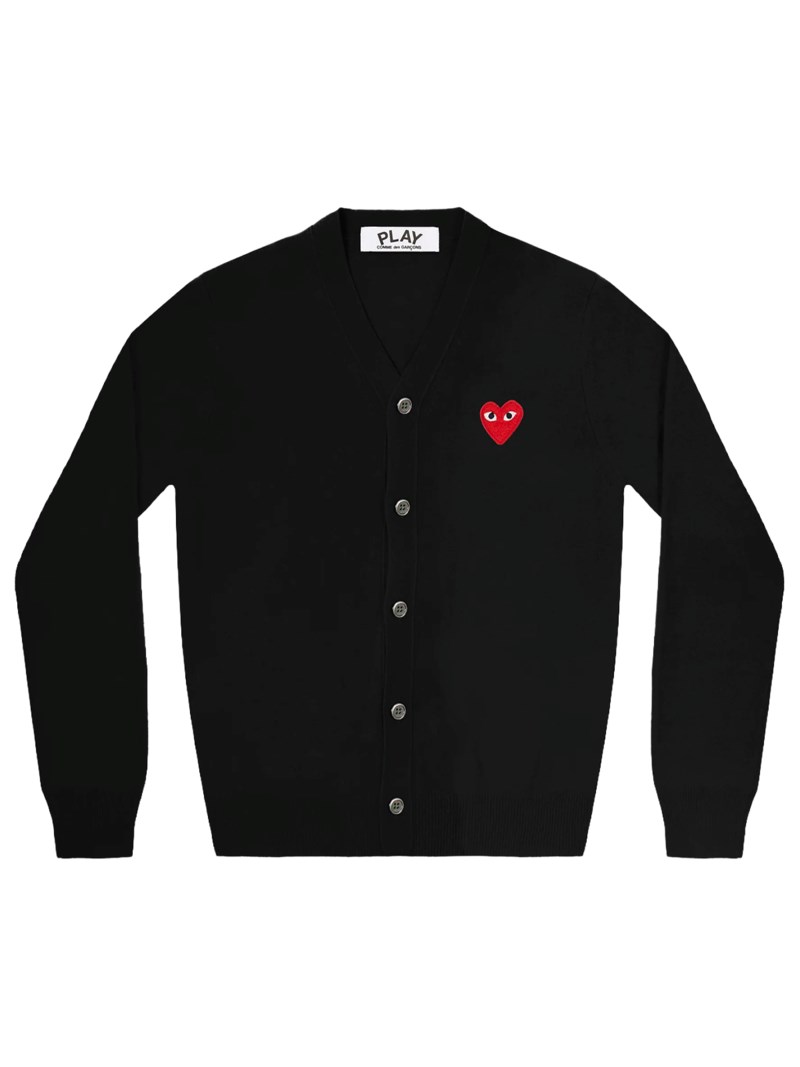 Comme des Garçons Play U v-neck cardigan red emblem black