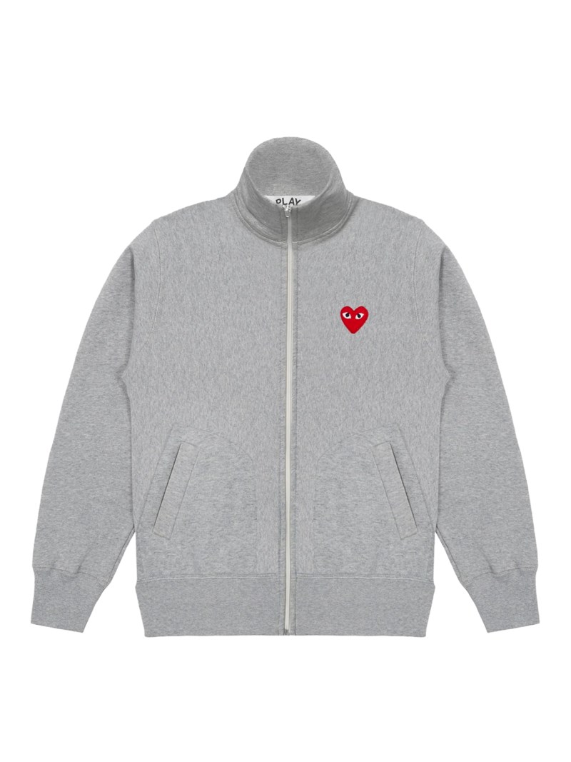 U sweatshirt zip red emblem grey melange 1