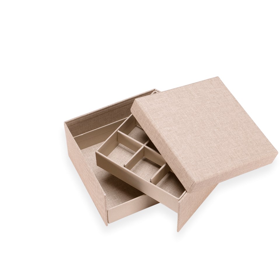 Vävklätt smyckesskrin, sand från Bookbinders Design