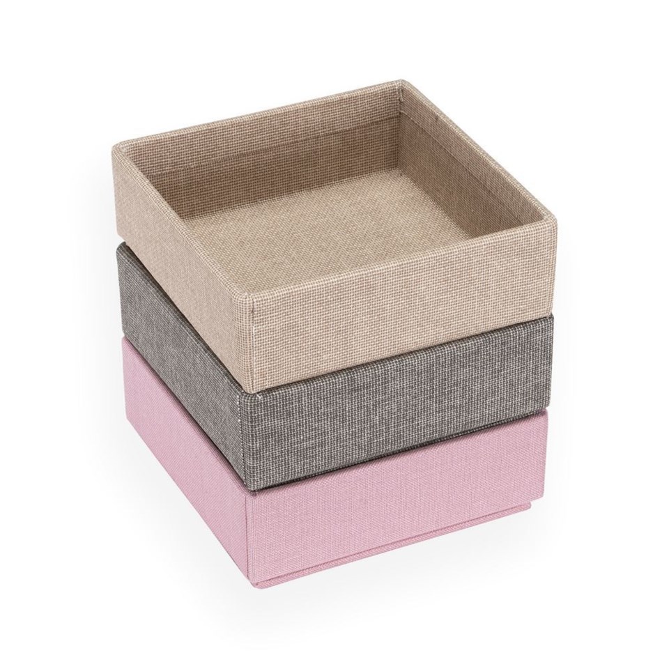 Boxar för nattduksbordet, puderrosa/stengrå/sand från Bookbinders Design