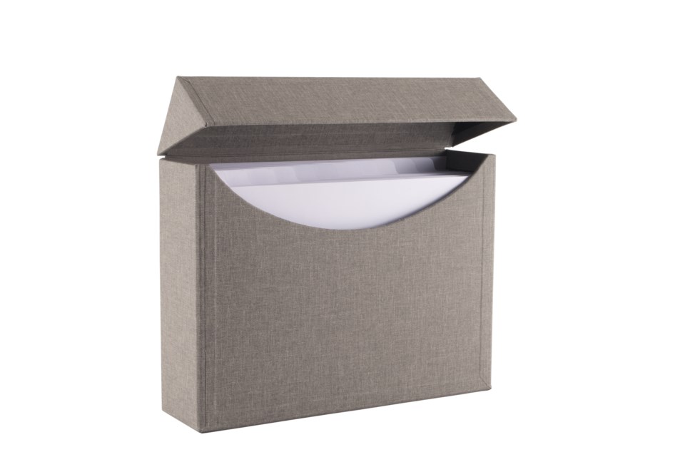 Vävklädd arkivbox, ljusgrå från Bookbinders Design
