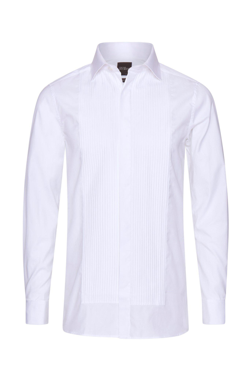Slim fit cut away plisserad smokingskjorta poplin