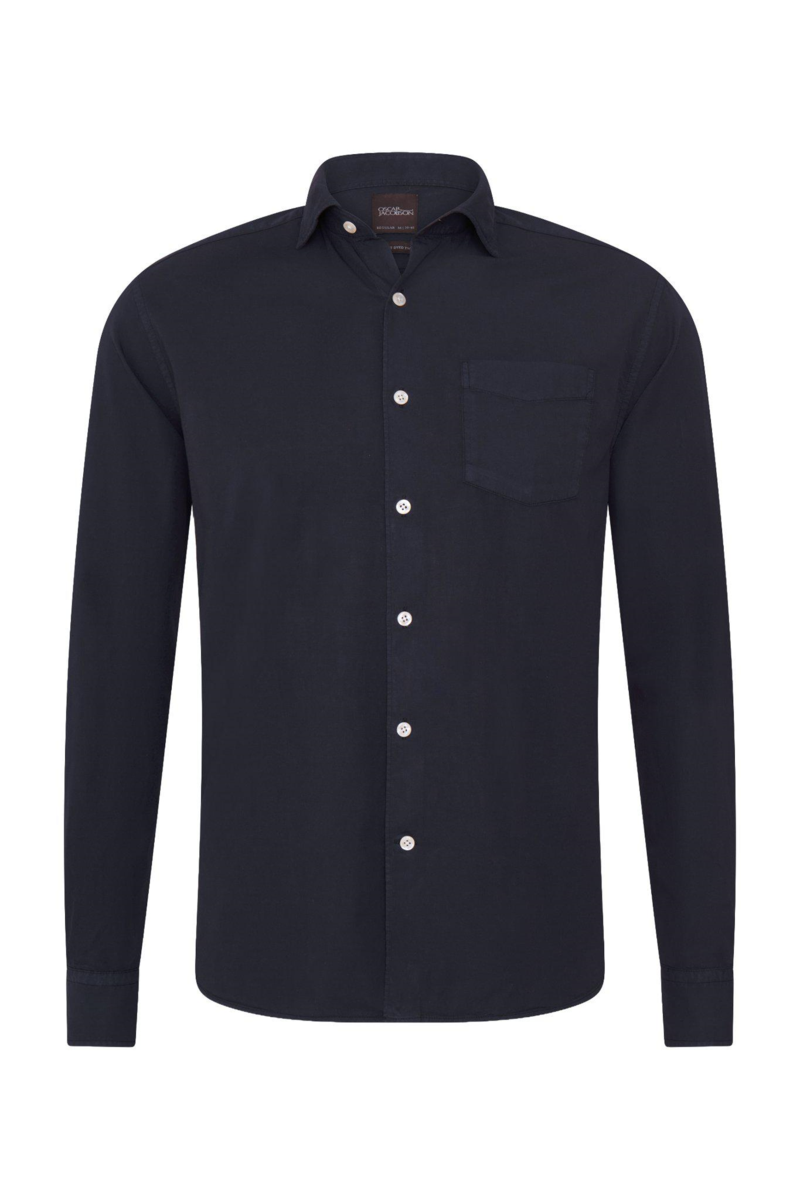 Regular fit twillskjorta wide spread krage