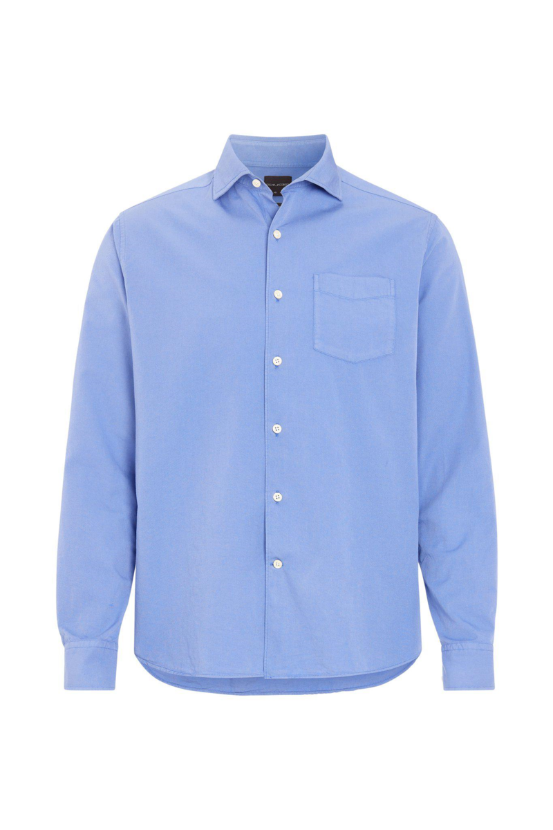 Regular fit twillskjorta wide spread krage