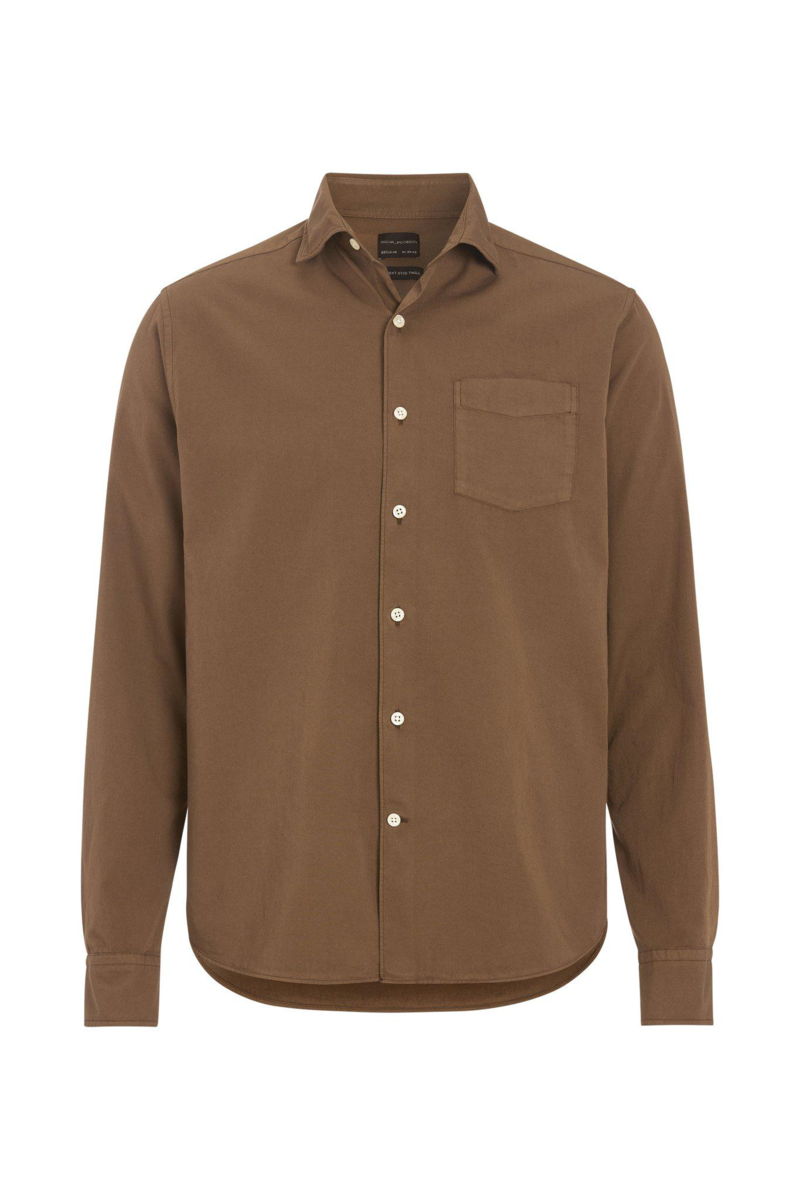 Regular fit twillskjorta wide spread krage