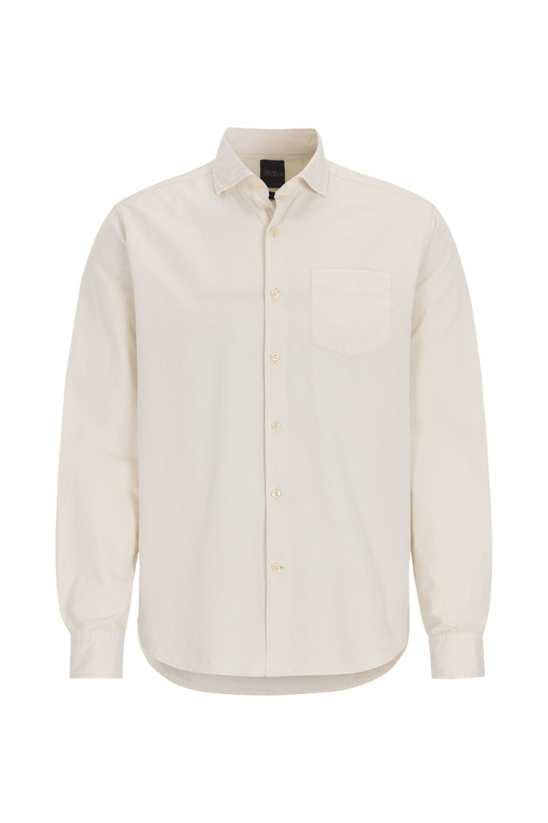 Regular fit twillskjorta wide spread krage