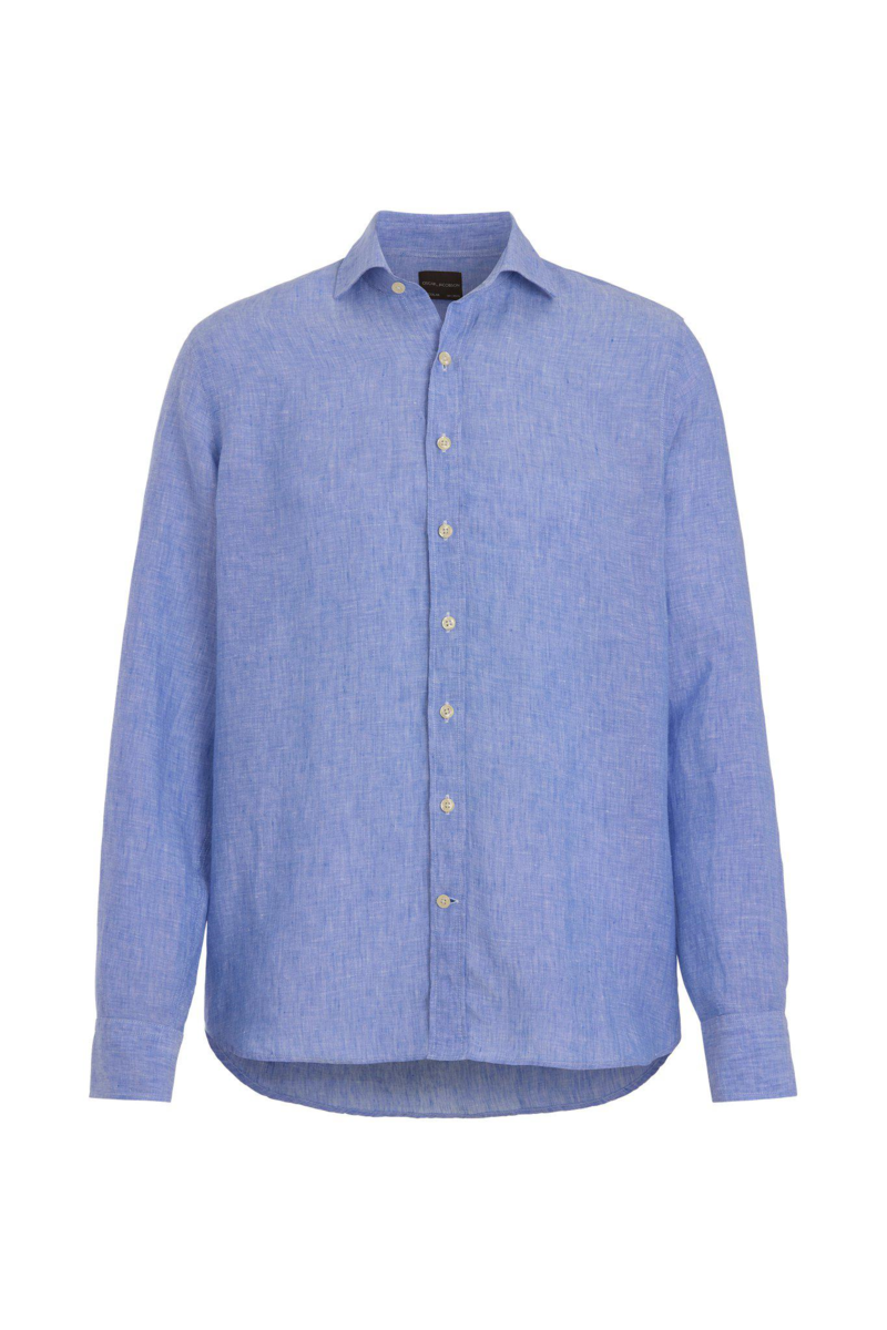 Regular fit cut away linneskjorta navy 2