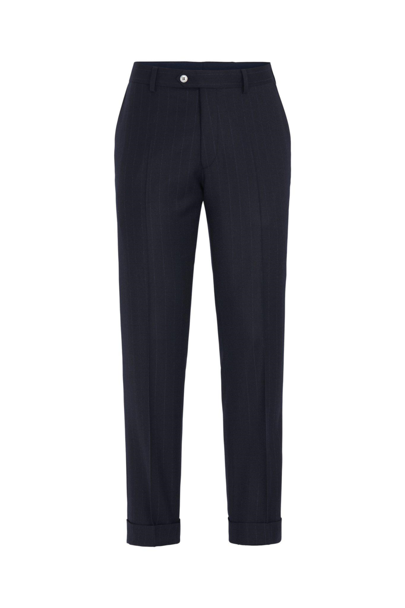 Slim fit randiga flanellbyxor 1