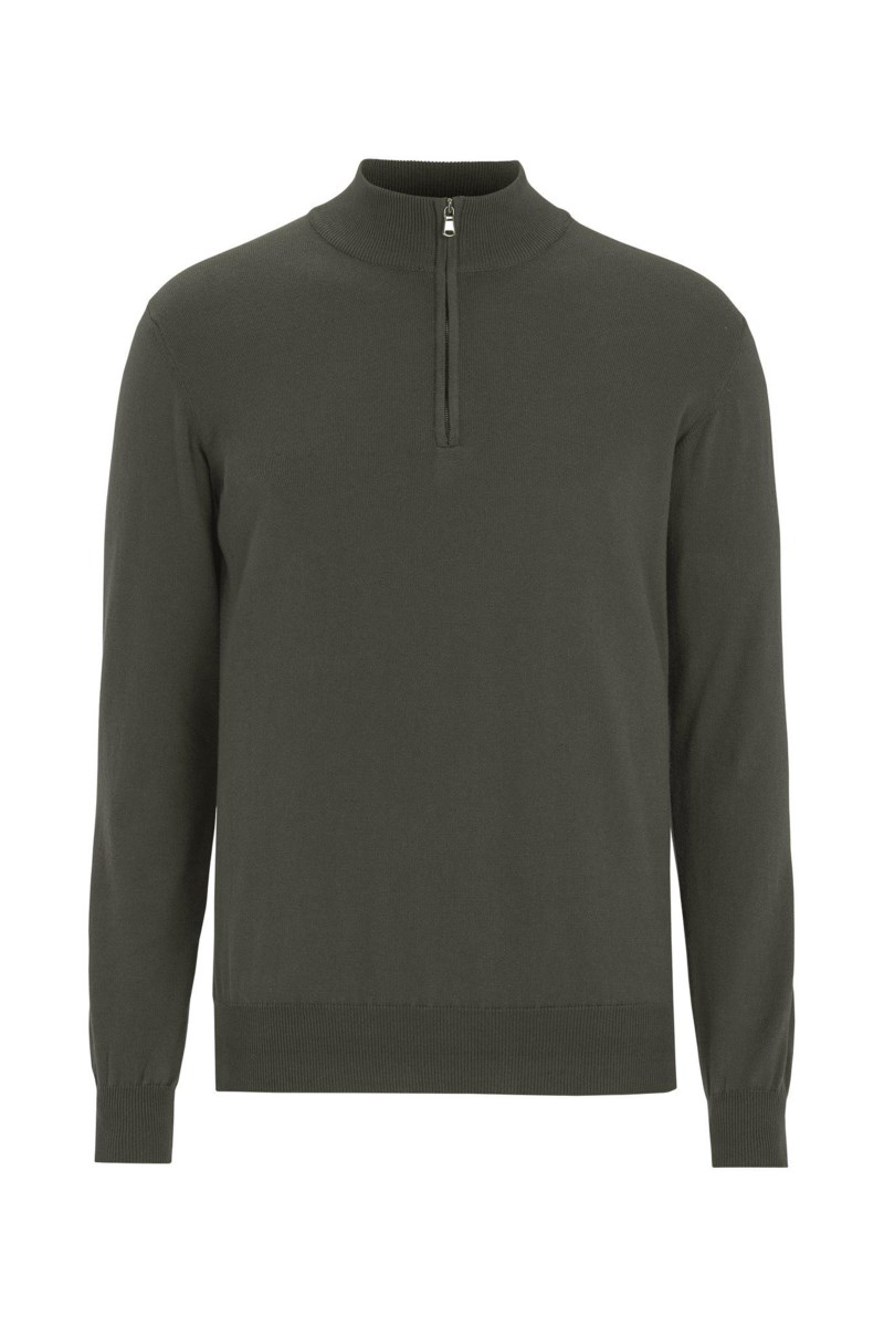 Regular fit half zip bomullströja sfumato green 1