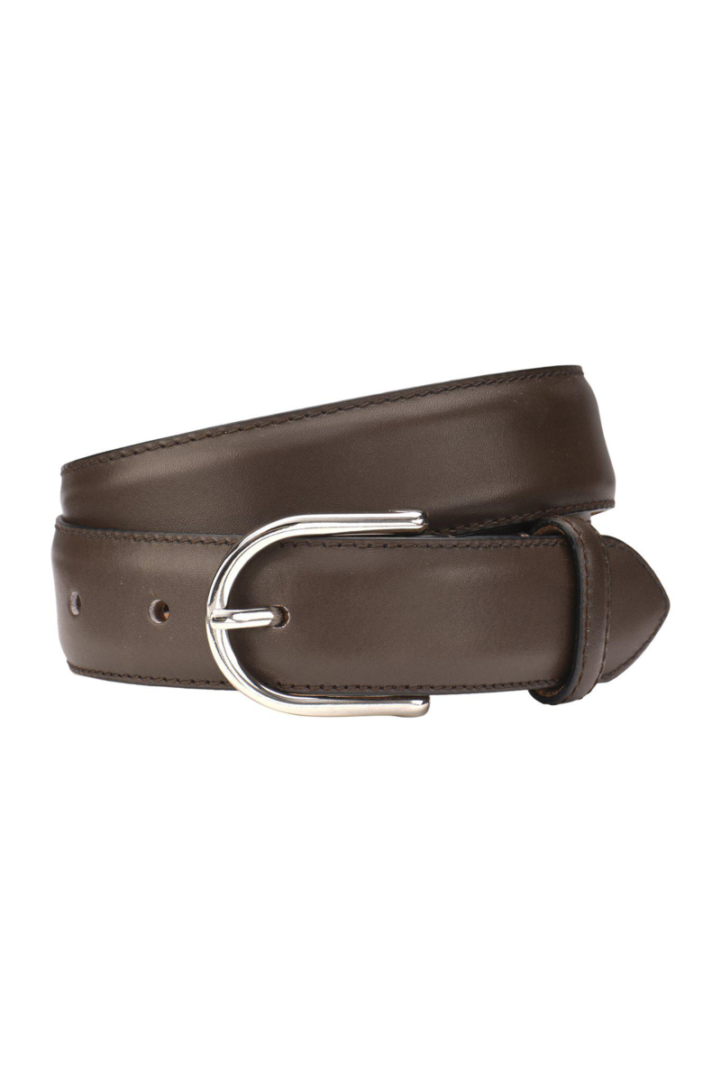 Round buckle boxcalf läderbälte
