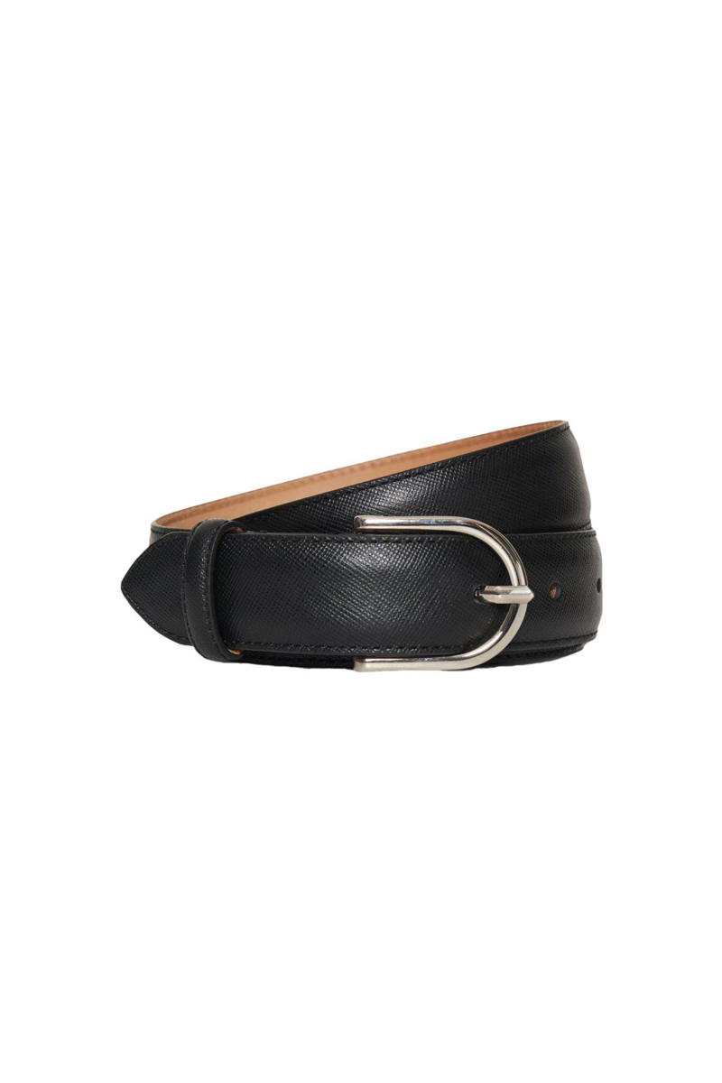 Round buckle saffiano läderbälte