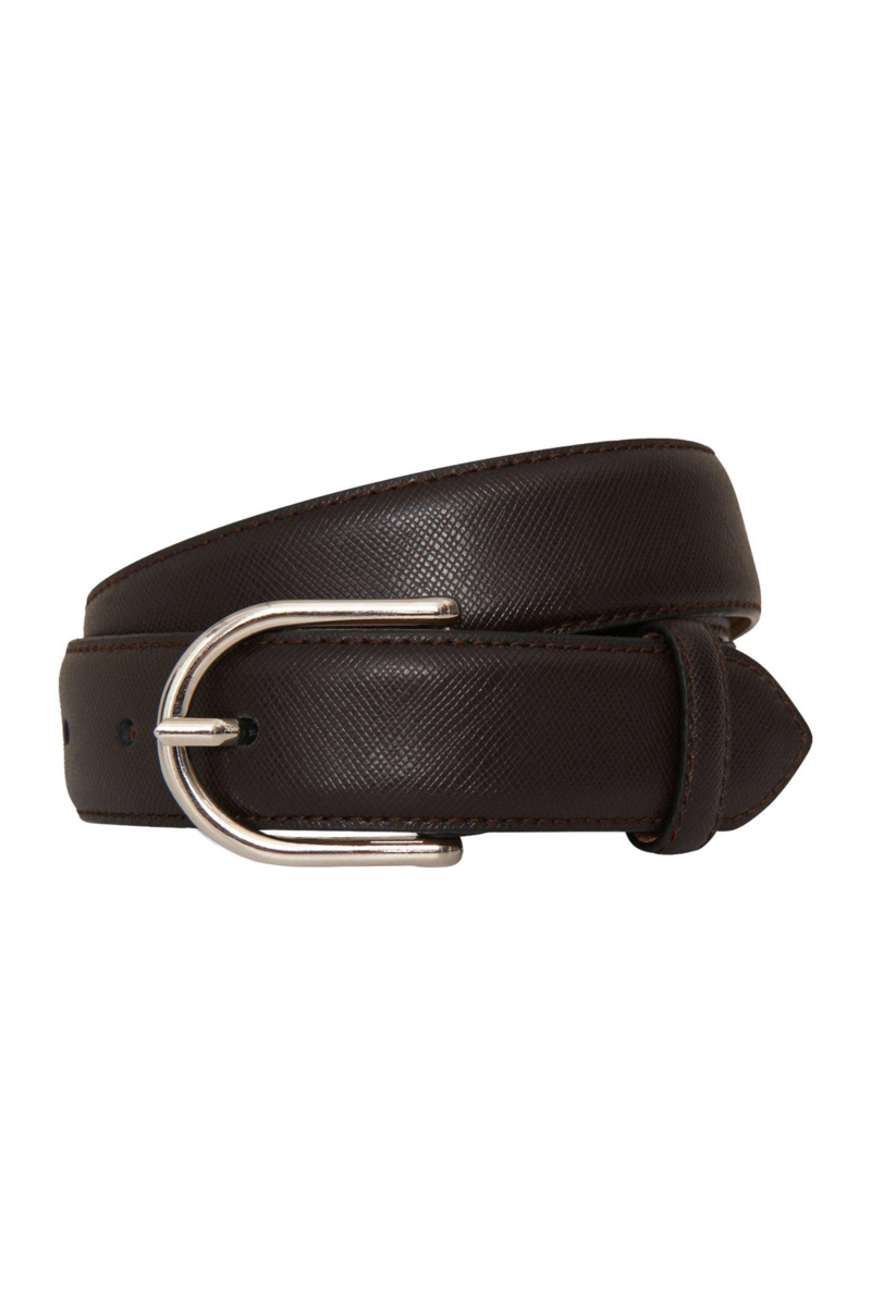 Round buckle saffiano läderbälte