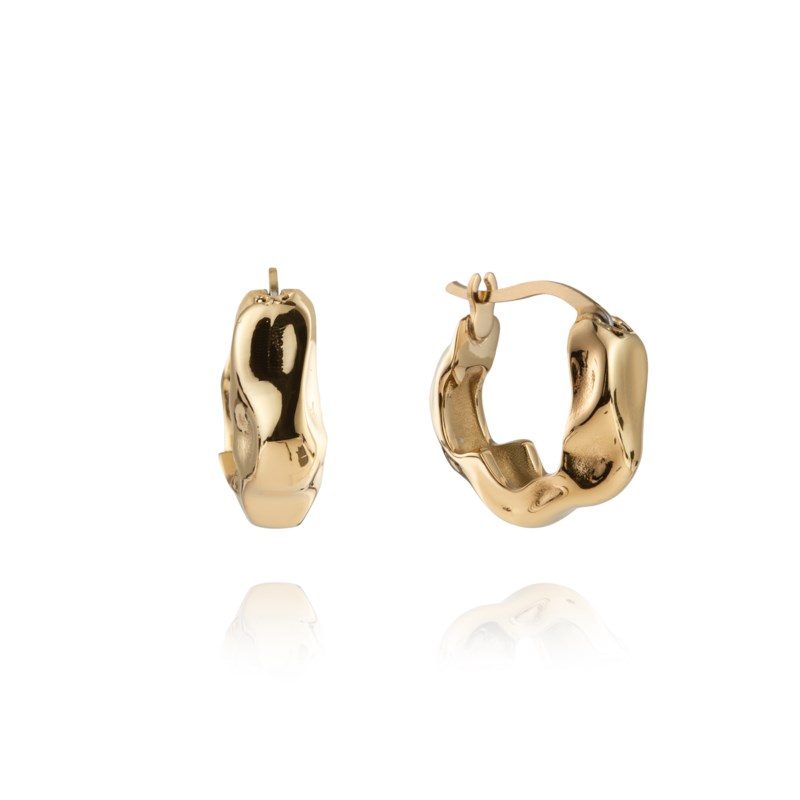 Wavy bolded small hoops gold 1