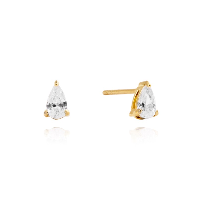 Belle small white studs gold 1