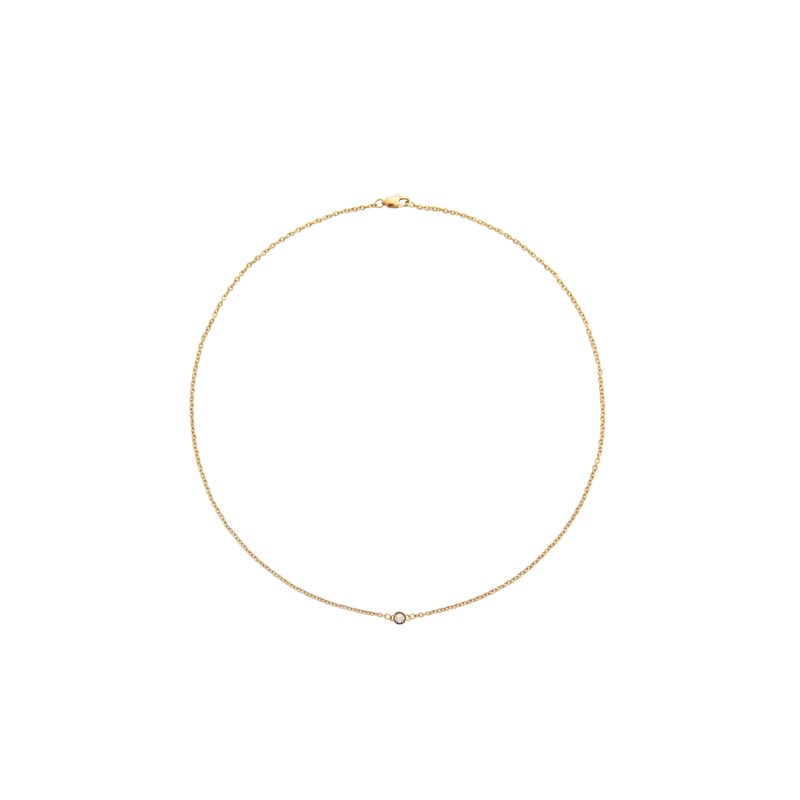 Thin diamond necklace medium gold 1