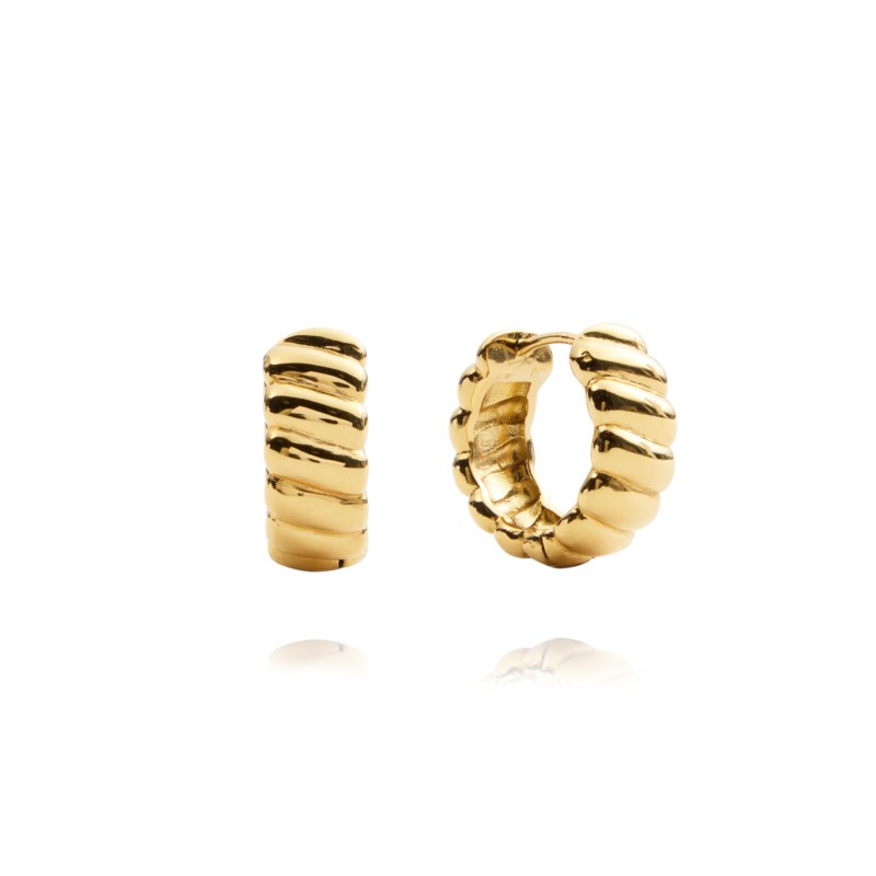Curved ribbed earring gold 1
