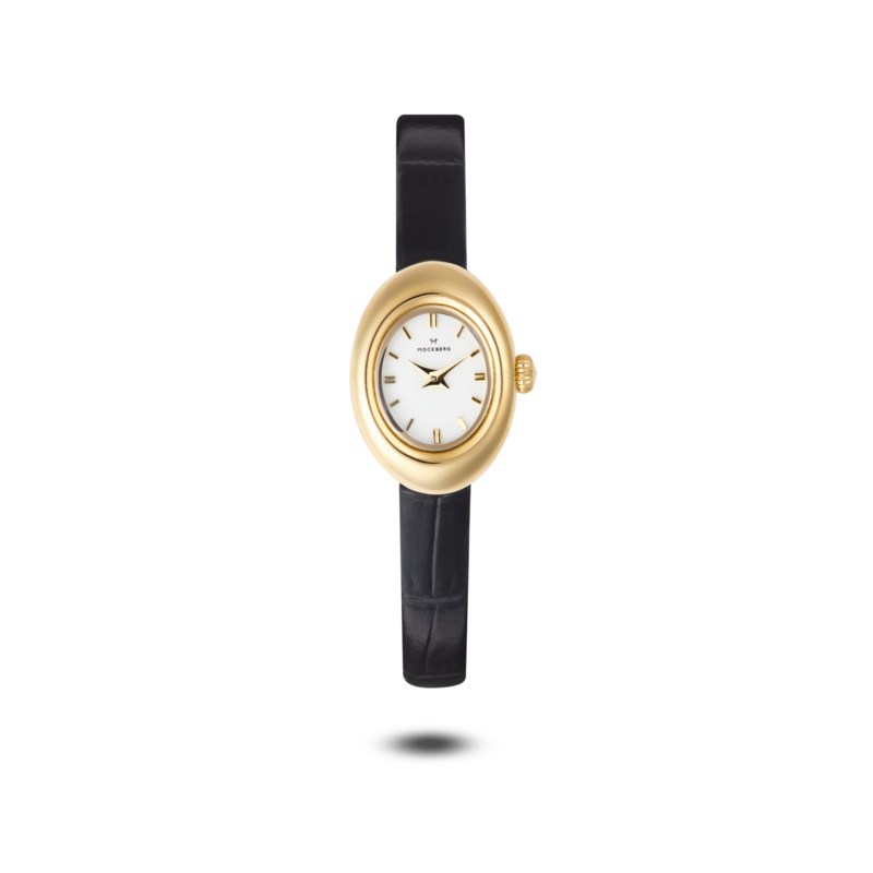 Belle oval petite leather watch