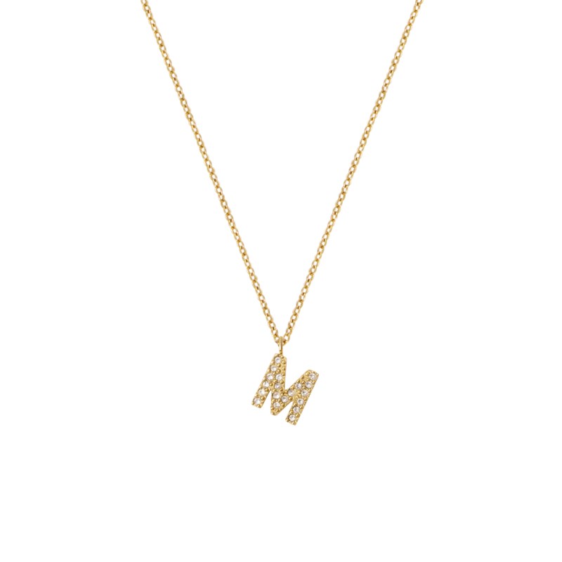 Petite stone letter necklace 1