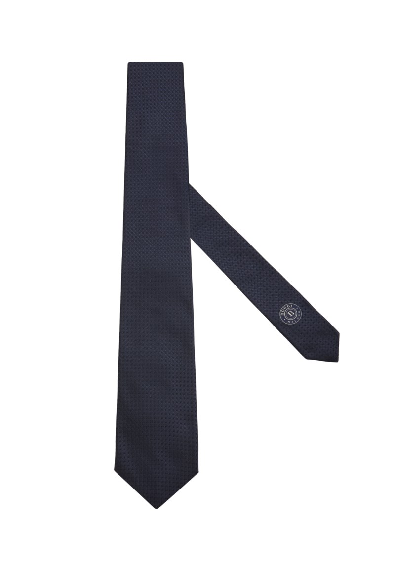 Silk jacquard tie navy blue dot 2