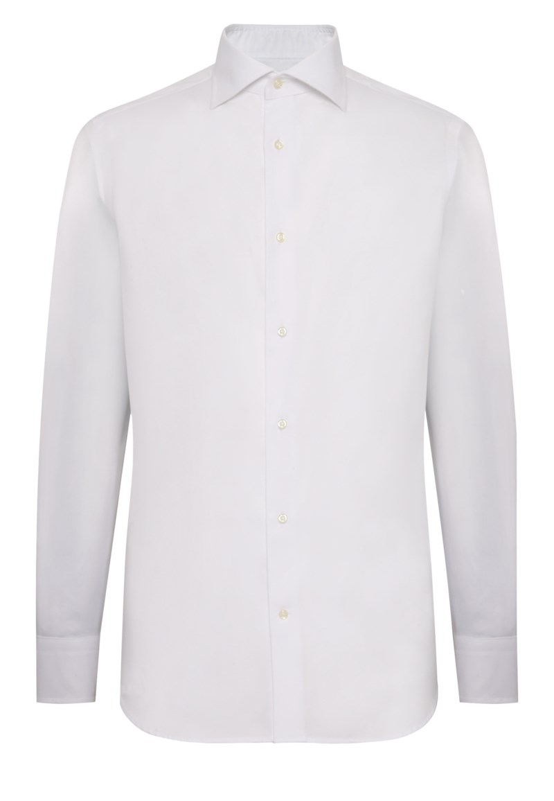 Regular fit white cotton dobby shirt