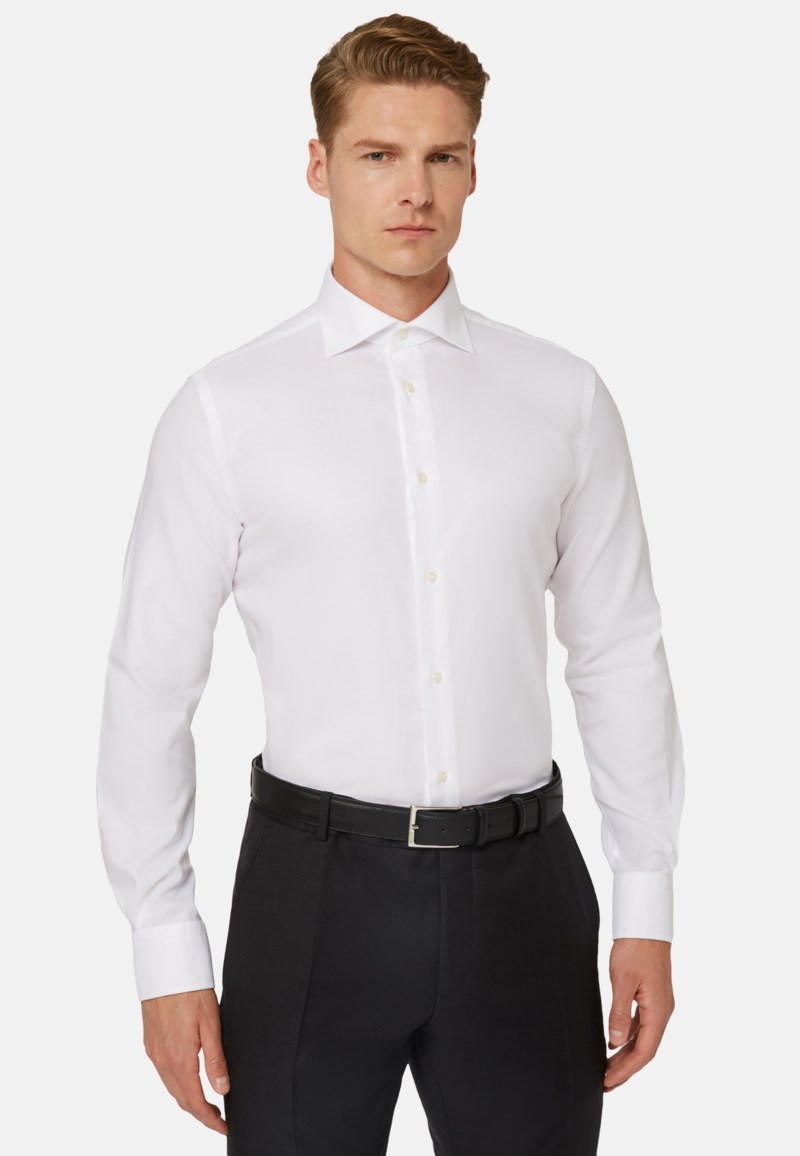 Boggi Milano Regular fit white cotton dobby shirt skjortor & blusar herr – bild 3