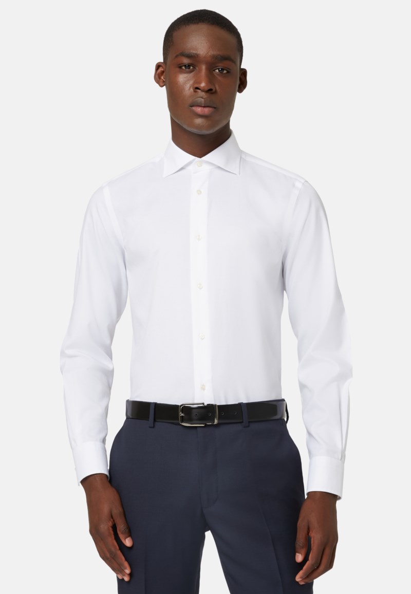 Boggi Milano Slim fit white cotton twill shirt skjortor & blusar herr – bild 3