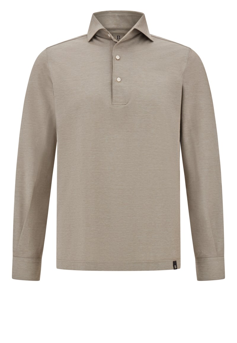 Japanese jersey polo shirt taupe 1