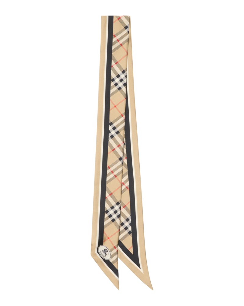 Skinny check silk scarf