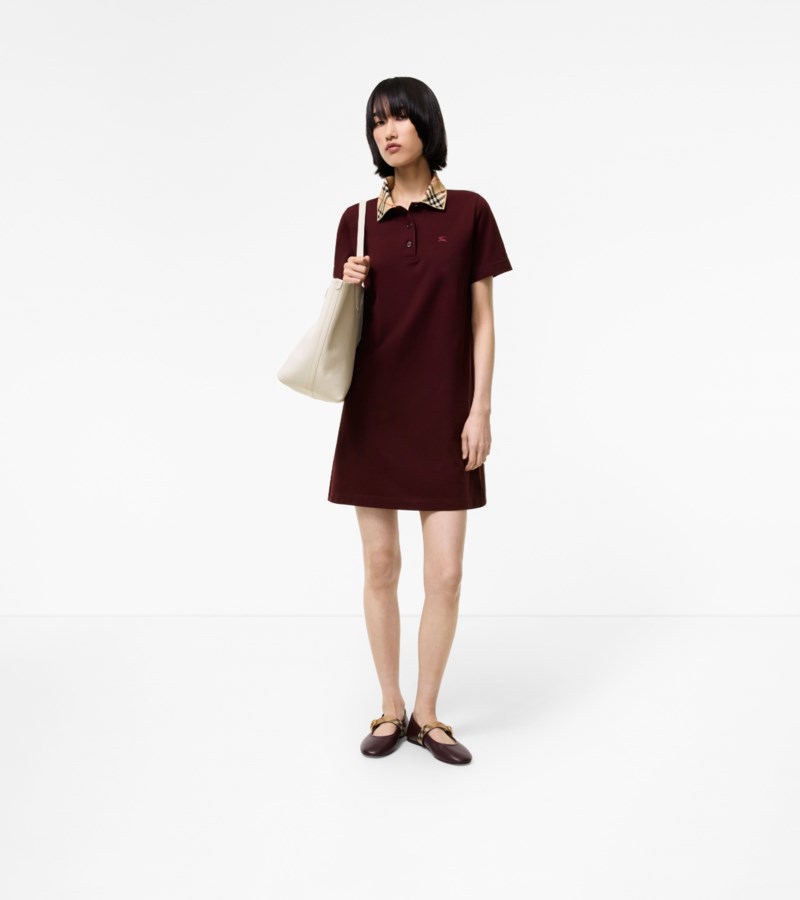 Burberry Check collar cotton polo shirt dress skjortklänningar dam – bild 2