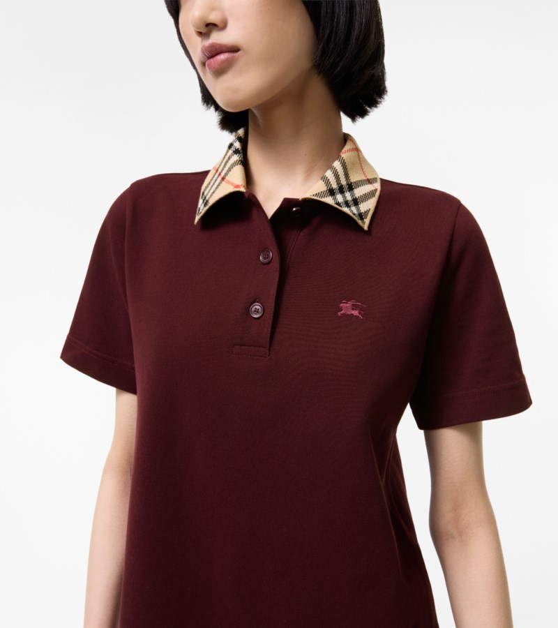 Burberry Check collar cotton polo shirt dress skjortklänningar dam – bild 3