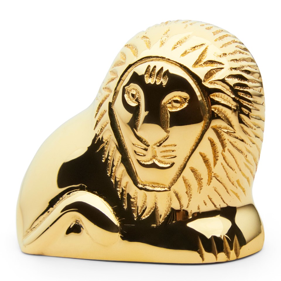 Lisa larson x skultuna liggande lejon mässing 4.5 cm, mässing från Skultuna