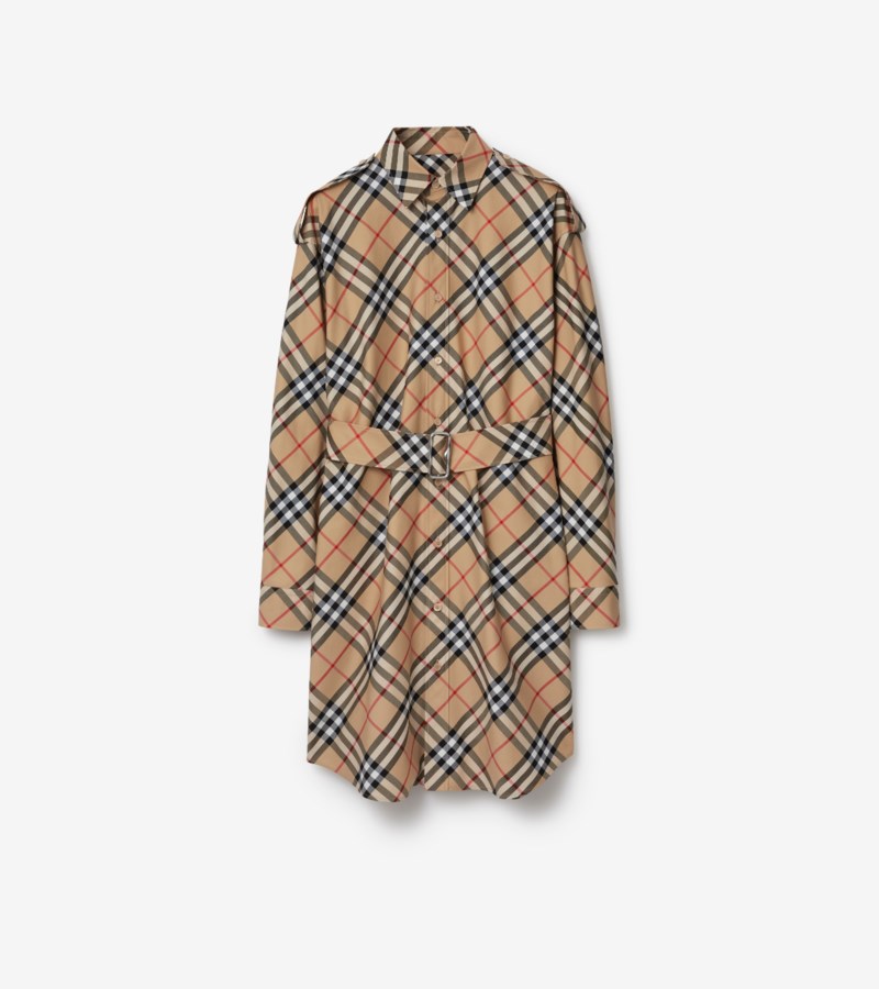 Burberry Klänning check cotton shirt dam – bild 2