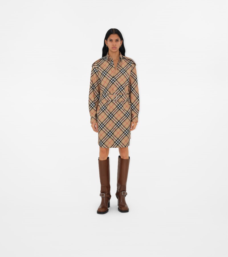 Burberry Klänning check cotton shirt dam – bild 4