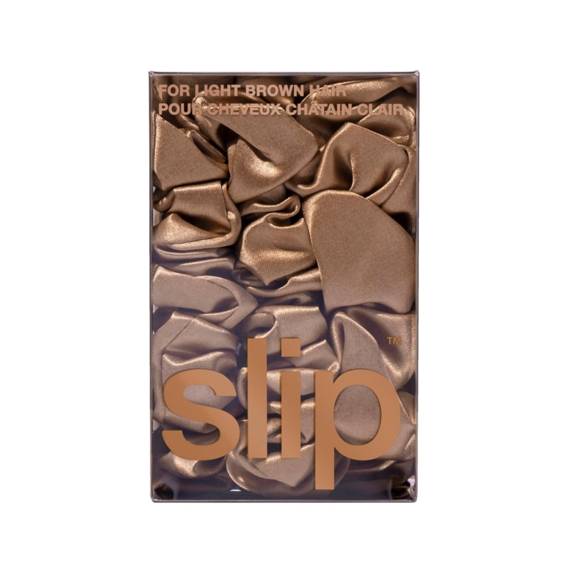 SLIP Back to Basics Light Brown Pure Silk Scrunchie Set håraccessoarer dam – bild 4