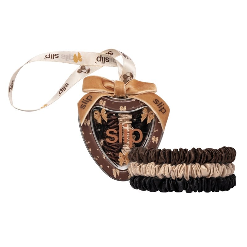 Pure silk skinny scrunchie trio tin ornament