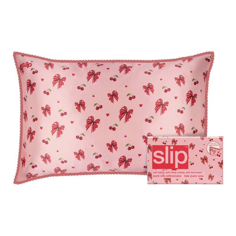 Pure silk queen pillowcase with lace trim