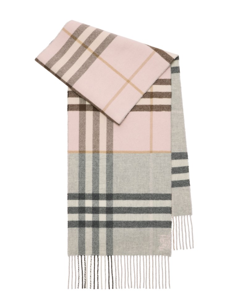 Scarf contrast check cashmere