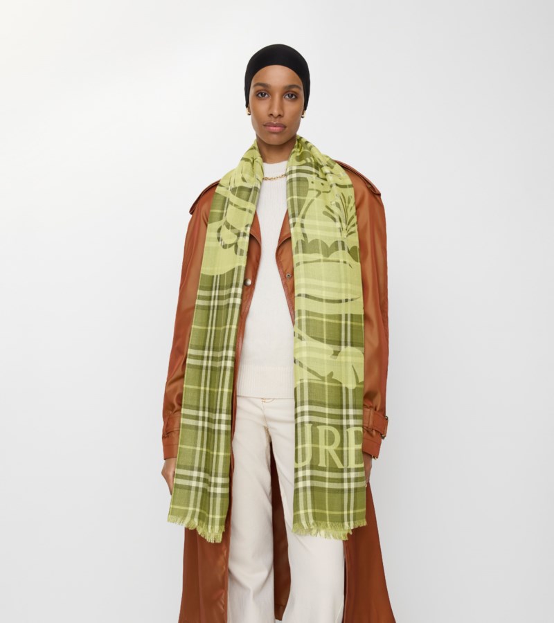 Burberry Scarf wide ekd check wool silk scarves dam – bild 2